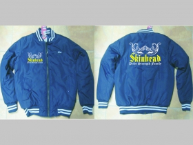 Skinhead - Pride, Strength, Family  modrobiela pánska zimná bunda s obojstranným logom, materiál 100%polyester (obmedzené skladové zásoby!!!!)